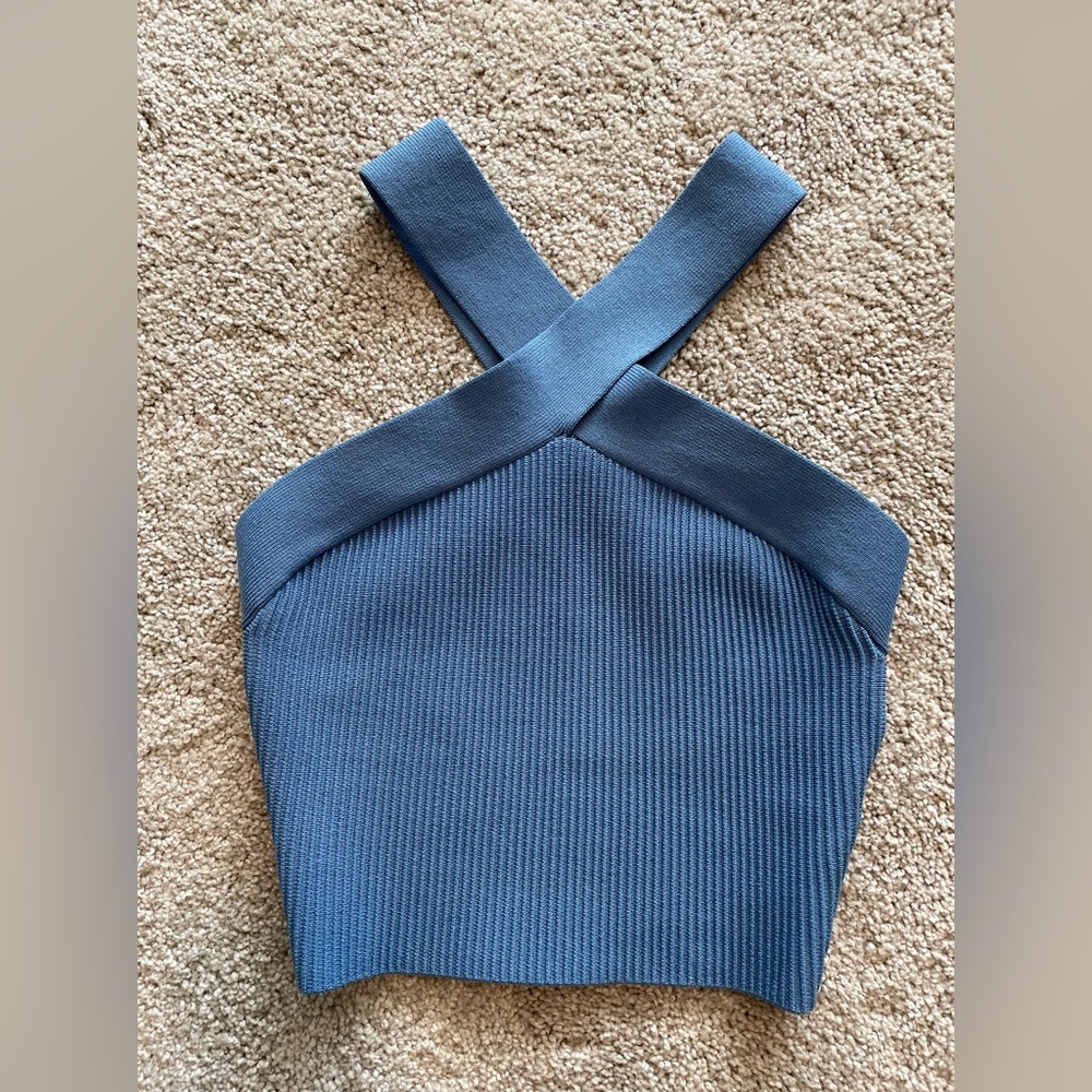 Aritzia ribbed crisscross crop top